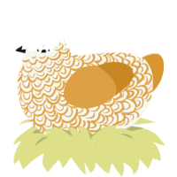 A white and orange chicken with a double-lace pattern