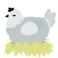 A silver and mist chicken with a head pattern