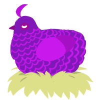 A violet and amethyst chicken with a lace pattern