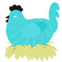 A aqua chicken with a bar pattern
