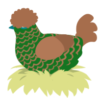 A leaf and brown chicken with a lace pattern