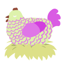 A apple and orchid chicken with a lace pattern