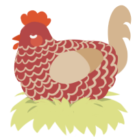 Profusion of Flowers, a red and beige chicken with a lace pattern