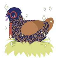 A navy and brown chicken with a double-lace pattern