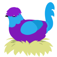 A violet and sky chicken with a head pattern