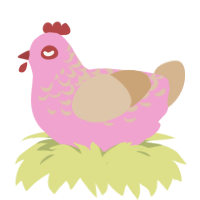 A pink and beige chicken with a half-lace pattern