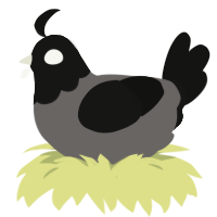 A grey and black chicken with a head pattern