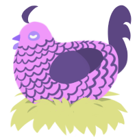 Pastel frills, a lavender and overcast chicken with a lace pattern