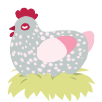 A silver and rose chicken with a speckle pattern