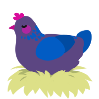 dusk, a overcast and ultramarine chicken with a neck-speckle pattern