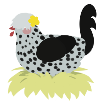 Deep Water, a silver and black chicken with a speckle pattern