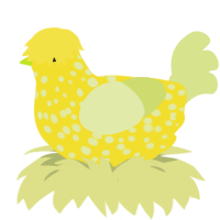 Bananana mitosis, a yellow and lemon chicken with a speckle pattern