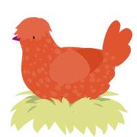 A vermilion chicken with a speckle pattern