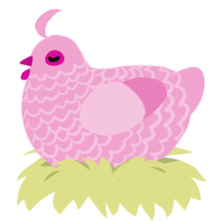 A pink chicken with a lace pattern