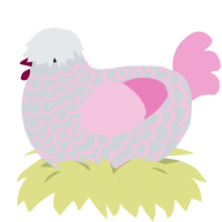 A mist and pink chicken with a lace pattern