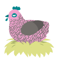 A pink and grey chicken with a double-lace pattern