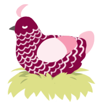 A maroon and rose chicken with a lace pattern