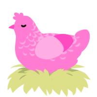 A pink chicken with a half-lace pattern