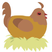 peanut butter, a gold and brown chicken with a head pattern