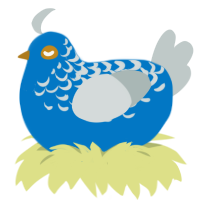 A sapphire and silver chicken with a half-lace pattern