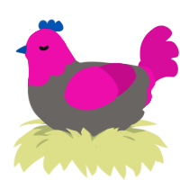 (unnamed), a grey and fuchsia chicken with a head pattern