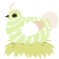 lime time, a apple and cream chicken with a bar pattern