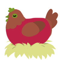 Chocolate Cherry, a crimson and russet chicken with a head pattern