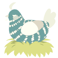 Cream Clouds, a cerulean and silver chicken with a bar pattern