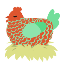 A vermilion and spring chicken with a lace pattern