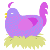 A lilac and orchid chicken with a lace pattern