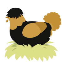 A black and gold chicken with a head pattern