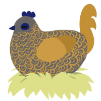 fools gold, a grey and gold chicken with a double-lace pattern