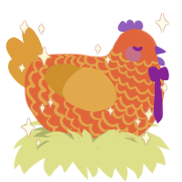 Mello, a vermilion and orange chicken with a lace pattern