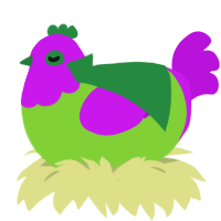 A grass and amethyst chicken with a head pattern