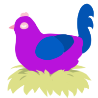 A amethyst and ultramarine chicken