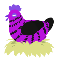 avril Lavigne, a amethyst and black chicken with a bar pattern