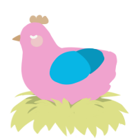 A pink and cerulean chicken