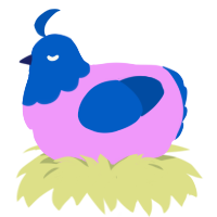 A lavender and ultramarine chicken with a head pattern