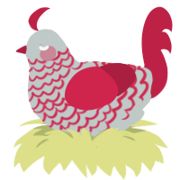 A silver and crimson chicken with a lace pattern