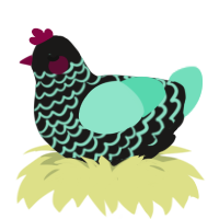 A sable and mint chicken with a lace pattern