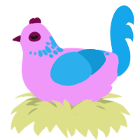 A lavender and sky chicken with a neck-speckle pattern