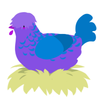 The Blurp, a blurple and sapphire chicken with a half-lace pattern