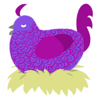 A blurple and plum chicken with a double-lace pattern