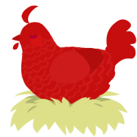 A red chicken with a lace pattern