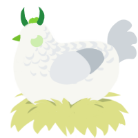 A white and mist chicken with a half-lace pattern