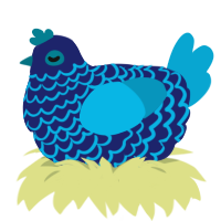 A navy and cerulean chicken with a lace pattern