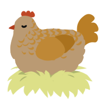 A beige and orange chicken with a half-lace pattern