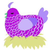 A amethyst and lilac chicken with a lace pattern