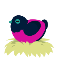 Crow, a fuchsia and tumblr chicken with a head pattern