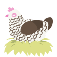 A white and bark chicken with a lace pattern